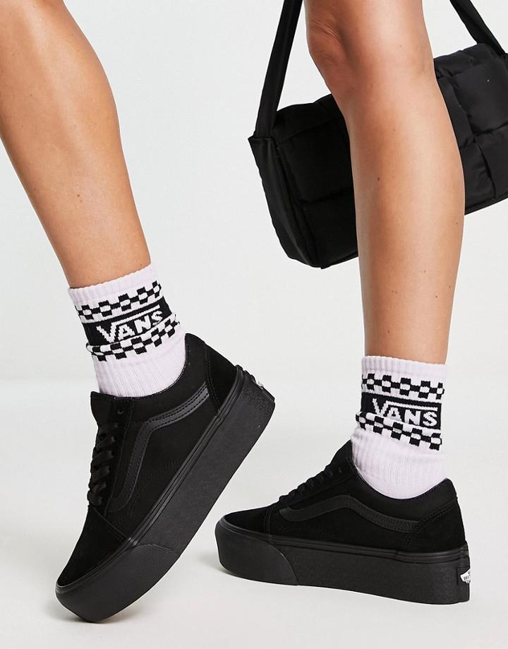 Vans Old Skool Stackform Sneakers In Triple Black Suede