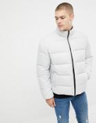 Asos Design Puffer Jacket In Gray - Gray