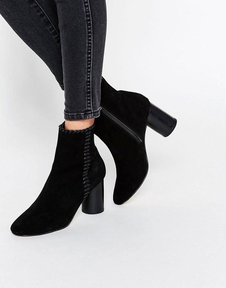 Asos Raine Suede Whipstitch Detail Boots - Black