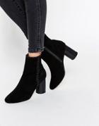 Asos Raine Suede Whipstitch Detail Boots - Black
