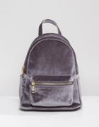 Qupid Mini Velvet Backpack - Gray