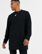 Asos Design Oversized Super Longline Long Sleeve T-shirt In Black