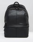 Asos Leather Harvard Backpack - Black