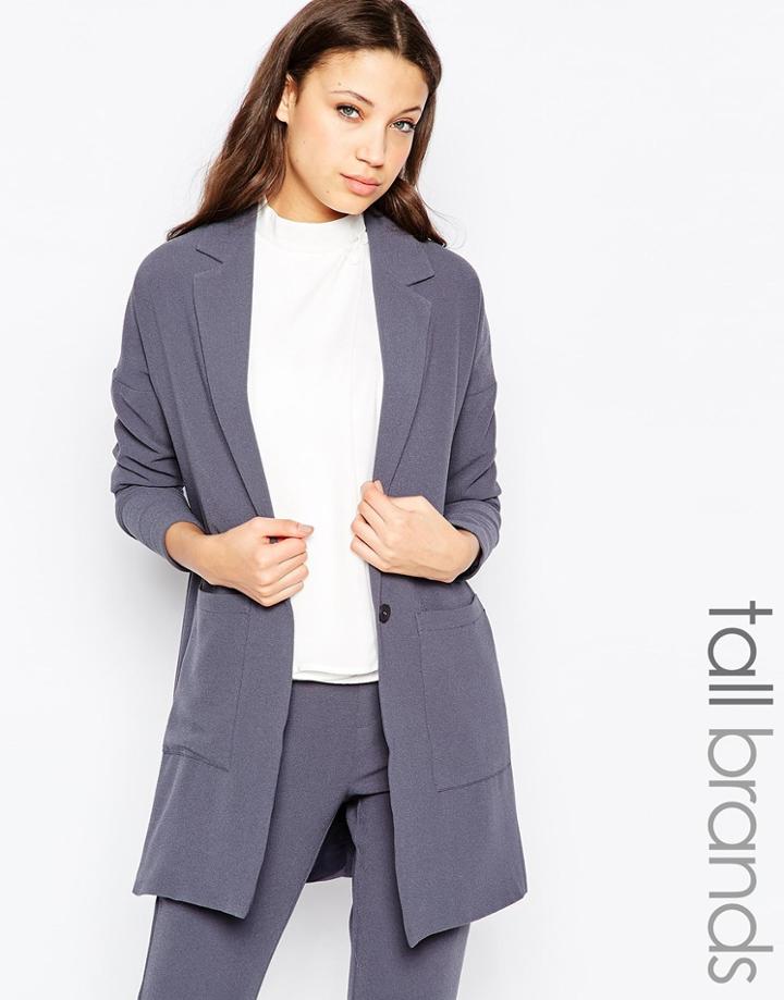 Vero Moda Tall Longline Blazer - Gray