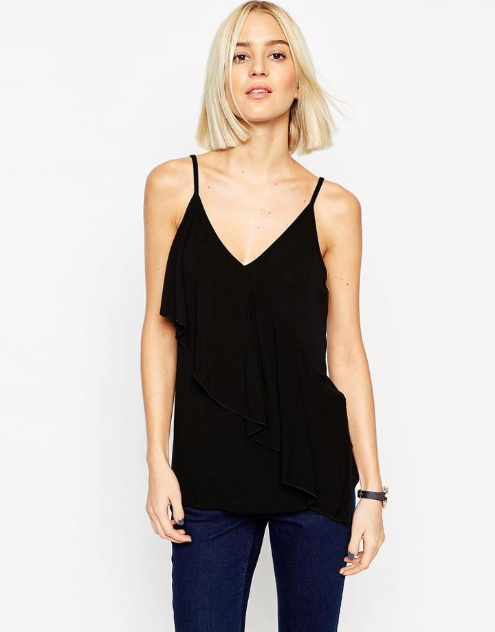 Asos Ruffle Front Cami - Black