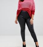 Simply Be Chloe Coated Biker Skinny Jeans - Black