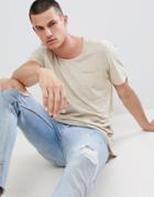 Jack & Jones Originals Longline T-shirt With Drop Panel And Pocket - Pink