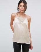 Seleted Rita Silk And Lace Cami - Gray