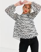 River Island Polka Dot Blouse In White-black