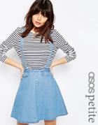 Asos Petite Denim Flippy Skirt With Suspenders - Blue