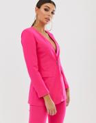 Club L London Single Breasted Blazer With Feature Fastening - Pink