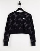 Kappa Repeat Logo Long Sleeve Crop Top In Black