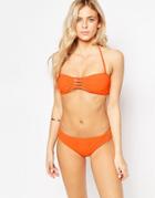 Goddiva Cut Out Detail Bikini Set - Coral Orange