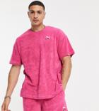 Puma Skate Towelling T-shirt In Pink Exclusive To Asos