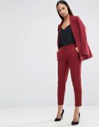Asos Ankle Grazer Cigarette Pants In Crepe - Red