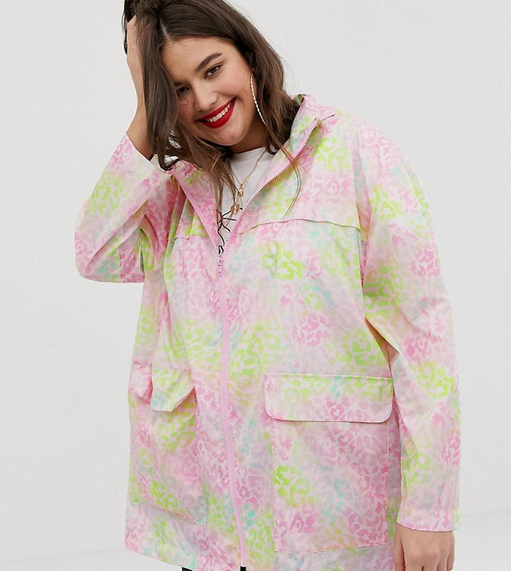 Asos Design Curve Pac A Mac Jacket In Animal Print - Multi