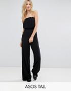 Asos Tall Bandeau Jersey Jumpsuit With Wide Leg - Black