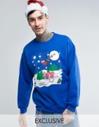Reclaimed Vintage Oversized Holidays Sweatshirt With Scenic Print - Bl