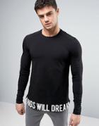 Kings Will Dream Long Sleeve T-shirt In Black With Ribbed Sleeve Detail - Black