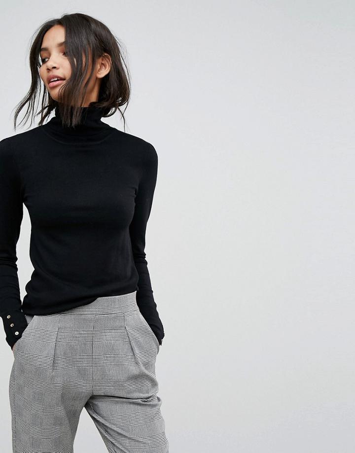 Stradivarius Classic Turtleneck Top - Black