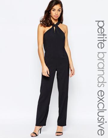True Decadence Petite Twist Neck Jumpsuit - Navy