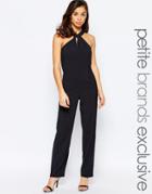 True Decadence Petite Twist Neck Jumpsuit - Navy