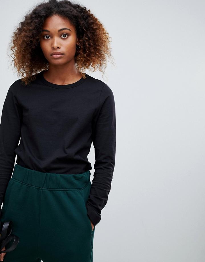 Weekday Plain Long Sleeve T-shirt In Black - Black