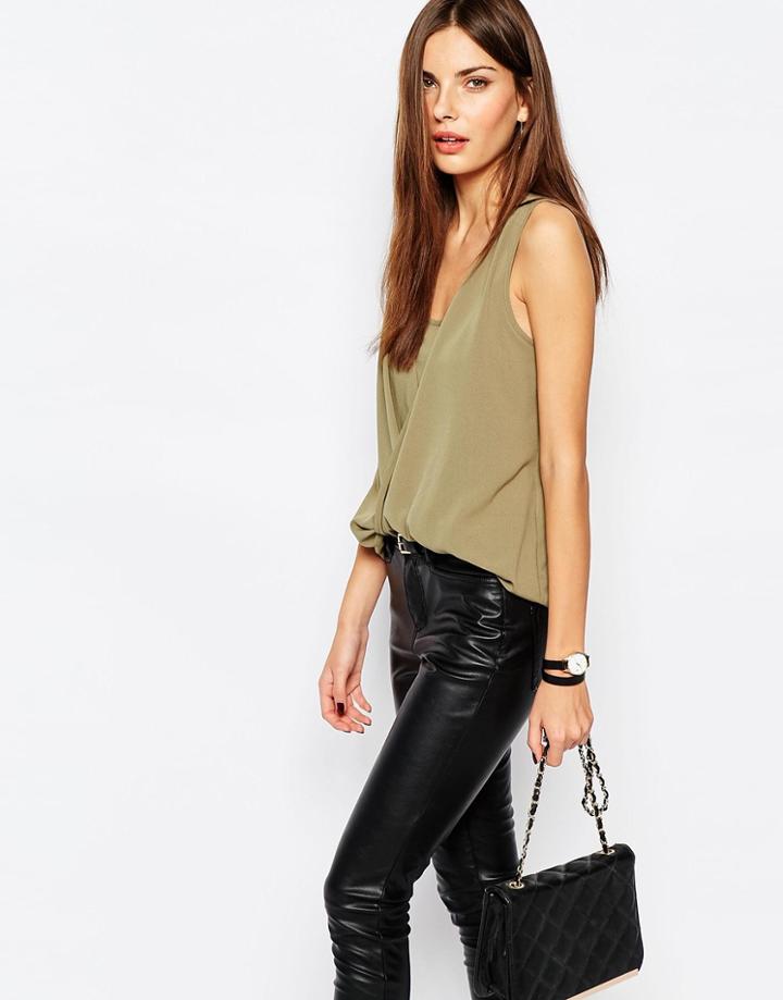 Vila Wrap Sleeveless Blouse - Mermaid