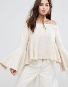 Moon River Bell Sleeve Off Shoulder Top - White