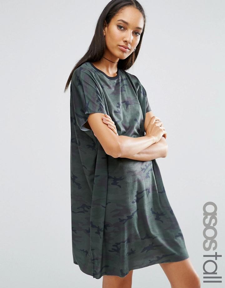 Asos Tall Camo Slouch T-shirt Dress - Multi