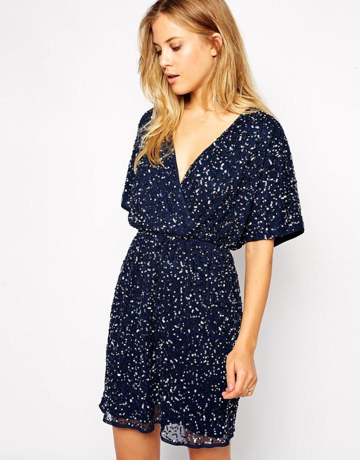 Asos Sequin Kimono Dress - Gray