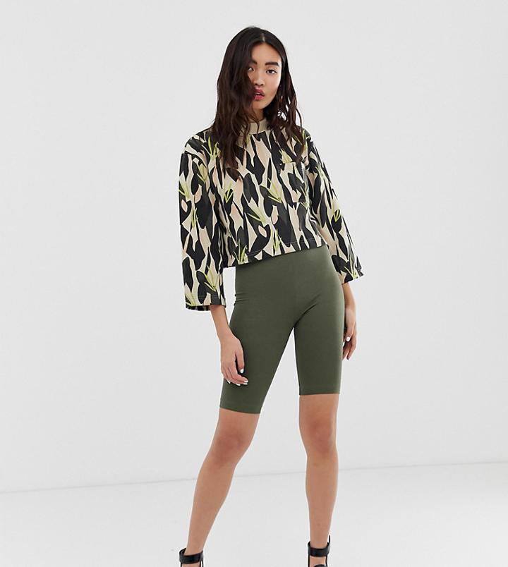 Monki Legging Shorts In Khaki - Green