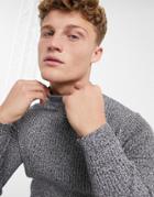 Brave Soul Ribbed Turtleneck Sweater In Gray-grey