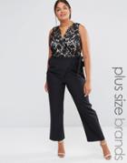 Little Mistress Plus Lace Bodice Jumpsuit - Black