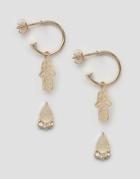 Asos Pack Of 2 Pretty Stone Stud & Hamsa Hoop Earrings - Gold