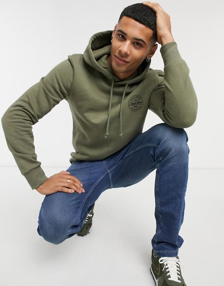 Jack & Jones Originals Hoodie With Stamp Logo In Green