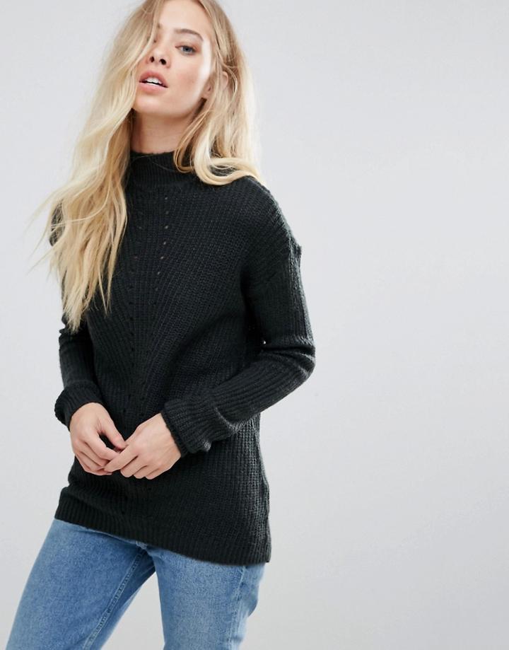 B.young High Neck Sweater With Knit Pattern - Green