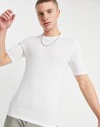 Asos Design Knitted Muscle Fit T-shirt In White