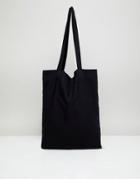 Asos Design Lightweight Cotton Tote Bag In Black - Black