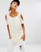 Daisy Street Cold Shoulder T-shirt - Ecru