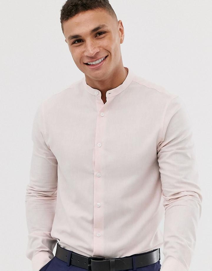 Asos Design Regular Slim Pink Marl Smart Shirt In Pink - Pink