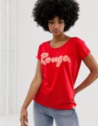 Blend She Timmy Rouge Slogan T-shirt-red