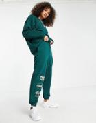 Topshop Set Oversized Sweatpants With Kentucky Graphics In Green