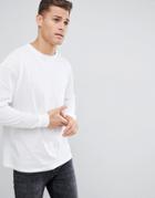 New Look Oversized Long Sleeve Cuff T-shirt In White - White