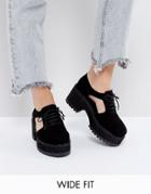 Asos Oake Wide Fit Cut Out Chunky Lace Up Shoes - Black