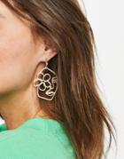 Asos Design Earrings In Floral Face Design In Gold Tone