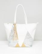 Yoki Metallic Tote Bag - White