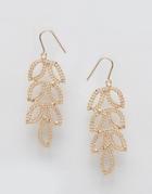 Nylon Etched Leaf Drop Earrings - Gold