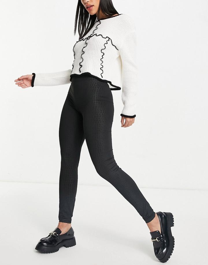 Noisy May Leggings In Black Croc