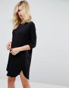 Asos Oversize T-shirt Dress With Seam Detail - Black